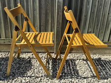 2 x VINTAGE MCM FOLDING WOODEN