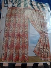 ??Tiger Tropics Curtains 66 x72 Inches Pencil Pleated BNEW INCLUDING TIES ??