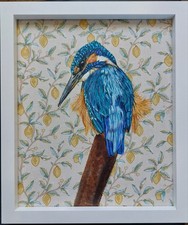 Original Kingfisher picture painting William Morris Bird Art Nouveau fabric 