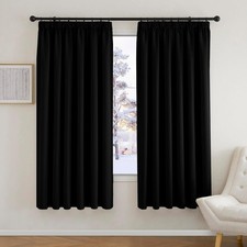 Black Blackout Eyelet Curtains for Bedroom 2 Panels, 90 x 72 Inch