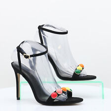 BLACK BEADED STILETTO HEELS 110MM