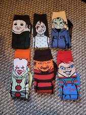 6 x Horror Socks Bundle Adult Unisex Size 7-9. Krueger, Myers, Pennywise Etc