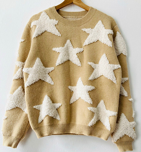 Cider khaki white star knit - white,