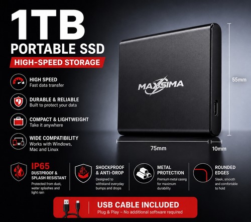 1tb portable external hard - 1tb,