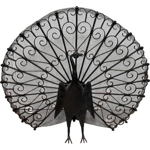 Vintage peacock firescreen - peacock,