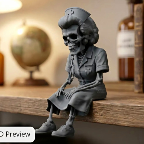 Grey white skeleton nurse - skeleton,