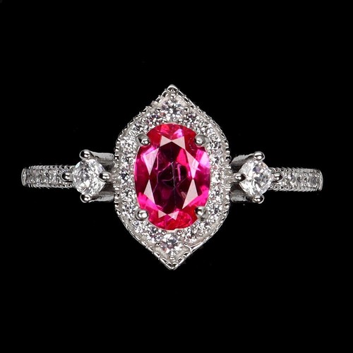 Silver ring pink topaz - ring, genuine