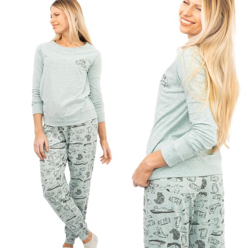 Pyjama womens cat - cat, green