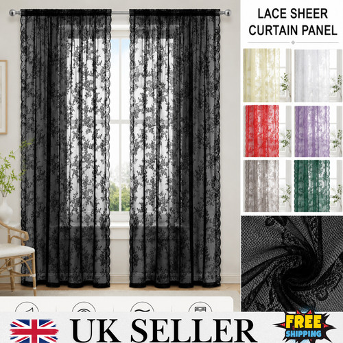 Lace sheer curtain panel - lace,