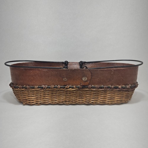 Long wicker basket - basket, wood