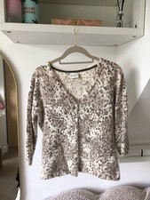 Ladies Kaliko Animal Print Angora Nylon Cardigan Jumper Size 16 Shrunk Suit 10 P