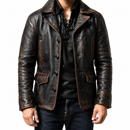 Men vintage brown real - men's,