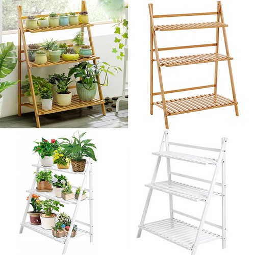 Folding bamboo plant stand - folding,