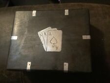 Playing Card Box Wood/metal inlays 3 aces Card Design, Vintage