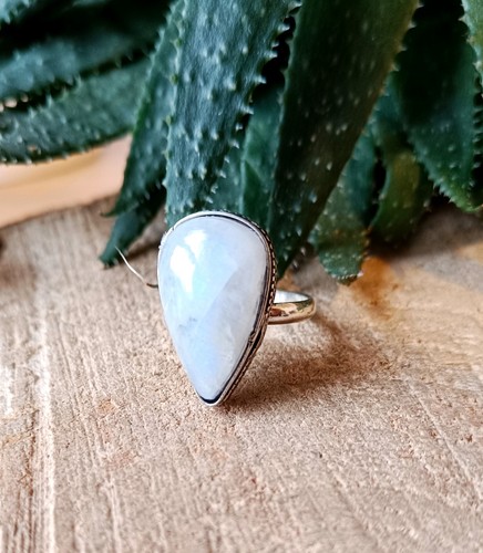 Moonstone german silver - silver, ring