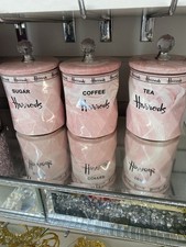 Harrods Tea Coffee Sugar Jar Storage Set Airtight Pink Gift