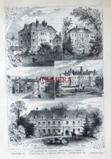'OLD MANSIONS in CHELSEA', Antique 1892 'Old London' Print : 663-102
