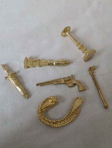 Cluedo set 6 weapons gold - set,