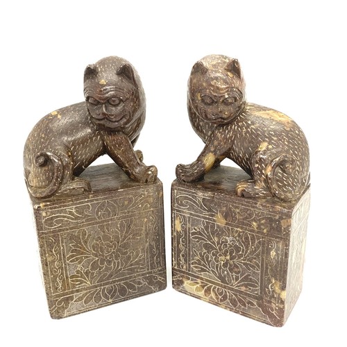 Pair antique chinese carved - chinese,