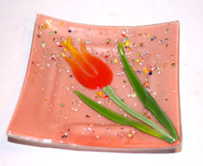 Fused glass tulip   dish -