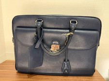 Dunhill Navy Leather Business Bag Briefcase Albany Double Document Case Men's
