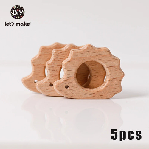 5pcs wholesale wooden teether - wooden,