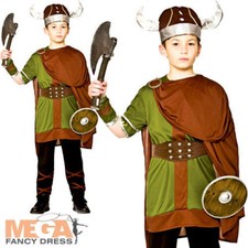 Viking Warrior Boys Fancy Dress Historical Norse Saxon Kids Childrens Costume