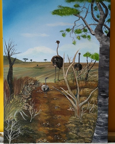 Trio ostriches original - ostriches.,