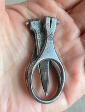 Antique Late 19th Century Steel Cut Hinged Folding Pocket Campaign Scissors