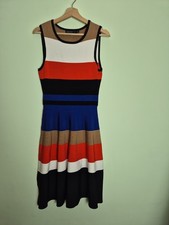 KAREN MILLEN ✩ CLASSIC COLOURBLOCK BANDAGE STRIPE KNIT SKATER DRESS ✩ UK M 10-12