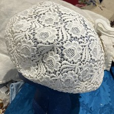 Ladies Vintage Hat   Cream Lace With Stain Mark