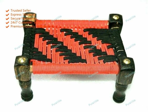 Indian wooden charpai - wooden, jute