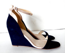 Next Navy & Cream Wedge Heels