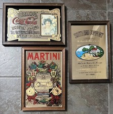 3 Vintage Pub Mirrors Coca Cola Southern Comfort Martini Retro Bar advertising