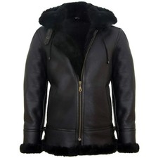 Men’s B3 Shearling Sheepskin Leather Aviator Jacket | Hooded Bomber Coat