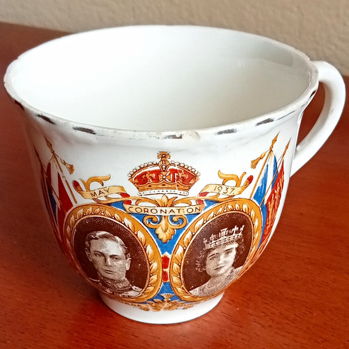 1937 coronation ceramic cup - ceramic,