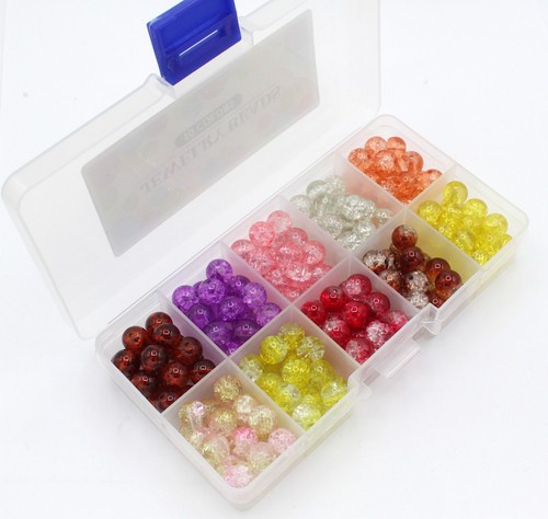 8mm round crackle glass beads - crackle,