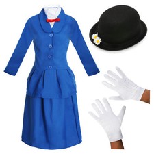 LADIES WORLD BOOK DAY MAGICAL NANNY COSTUME + HAT + GLOVES CLASSIC FANCY DRESS