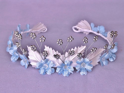 Blue ivory white flower girl - blue,