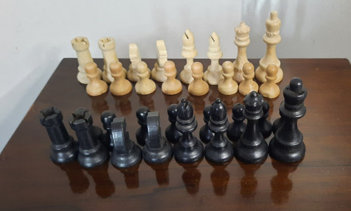 Vintage wooden chess pieces - vintage,