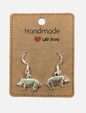 'PIG' DROP / DANGLE EARRINGS - 925 Silver Hooks - Great Gift - Unusual Jewellery