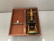 Old antique brass microscope - brass,