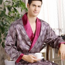 Mens Satin Silk Robe Long