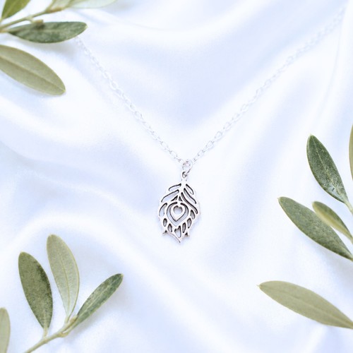 Silver feather necklace - feather,