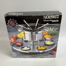 Hoffritz Rotating Stainless Steel Fondue Set w/ Ramekins & Forks - New (B0-21)