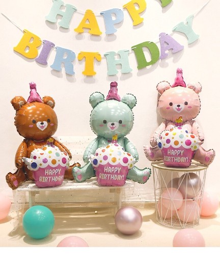 Bear with cake balloon - cake,