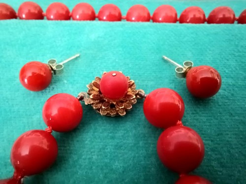 Vintage style red coral - coral, set