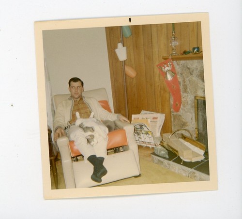Vintage photo man pet - pet, lap