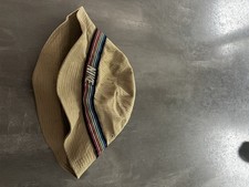 Retro Nike Bucket Hat M/L Beige Tan Rainbow Stripes Metallic Nike Logo Rare