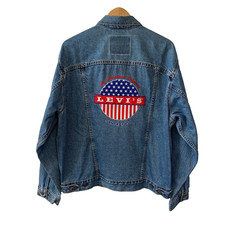 Levi’s Denim Jacket USA Flag Patch “An American Original” Trucker - M